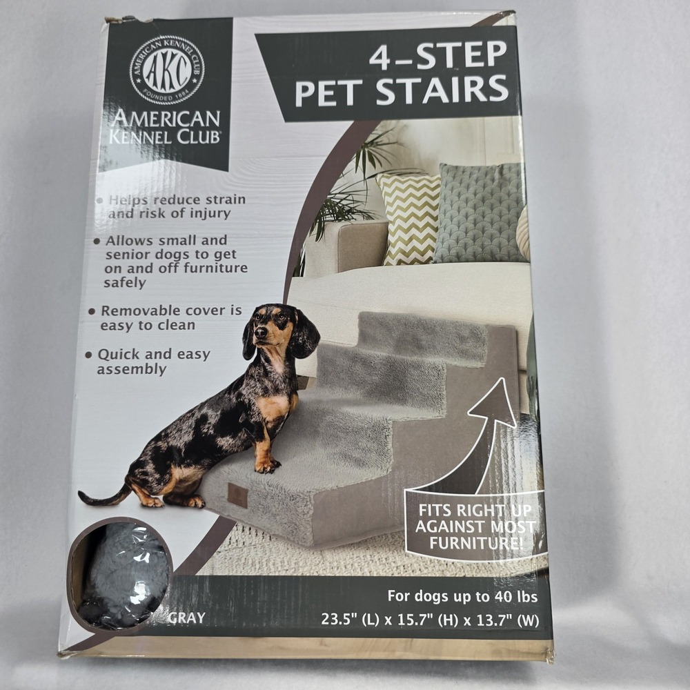 AKC 4-Step Pet Stairs – Durable, Non-Slip Steps for Small Dogs and Cats NEW